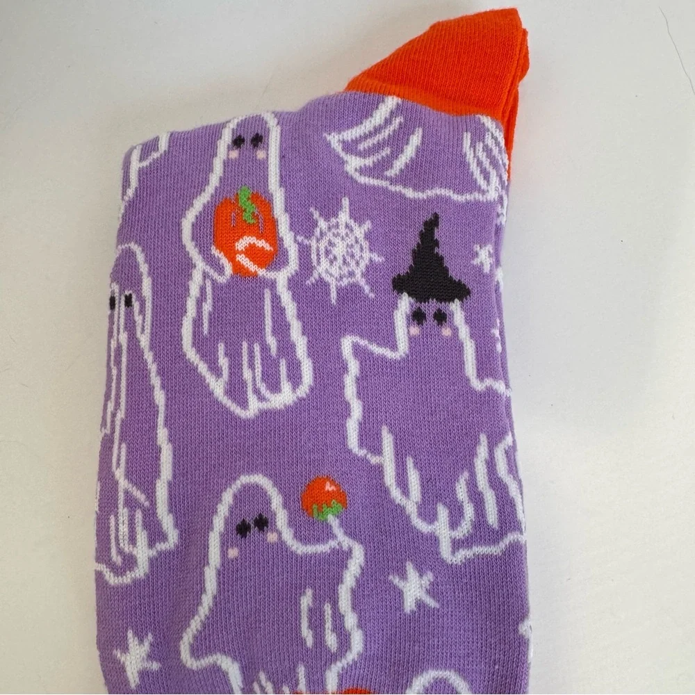 Paper Source Ghost Crew Socks Halloween Colorful Spooky Unisex 9-11 NWT Novelty